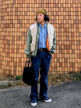 「アイテム（ニットキャップ/ビーニー）」を使った、Unicoichiさん（メンズ・165cm）の秋コーディネート