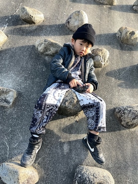 「アイテム（ダウンジャケット/コート、ブラック系）」を使った、haru8haru8さん（キッズ・110cm）の秋コーディネート