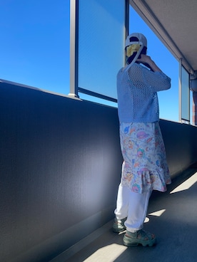 「アイテム（サンダル、グリーン系）」を使った、OBASanNOʕ•ᴥ•ʔさん（レディース・161cm）の夏コーディネート