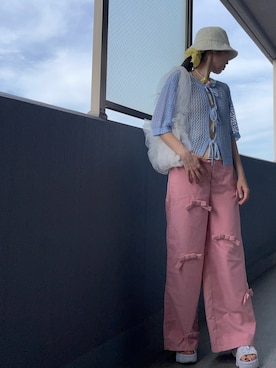 「アイテム（ニット/セーター）」を使った、OBASanNOʕ•ᴥ•ʔさん（レディース・161cm）の夏コーディネート