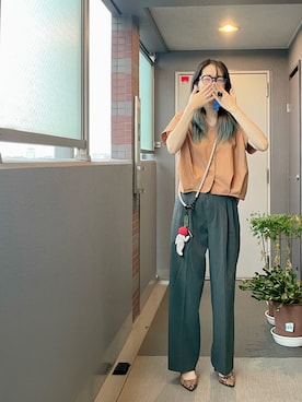 「she mo shelly（シーモシェリー）のアイテム」を使った、OBASanNOʕ•ᴥ•ʔさん（レディース・161cm）の秋コーディネート