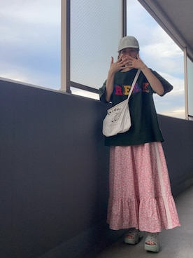 「アイテム（サンダル、グリーン系）」を使った、OBASanNOʕ•ᴥ•ʔさん（レディース・161cm）の夏コーディネート