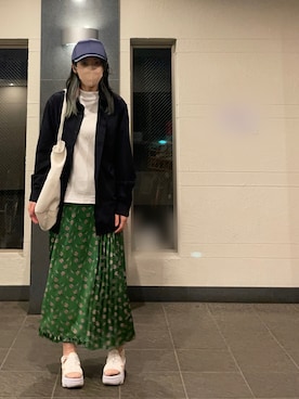「JEANASIS（ジーナシス）のアイテム（キャップ）」を使った、OBASanNOʕ•ᴥ•ʔさん（レディース・161cm）の春コーディネート
