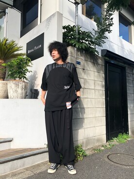 スラックスを使った 黒tシャツ のメンズ人気ファッションコーディネート Wear