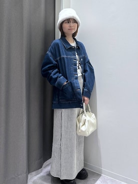 「LAKOLE（ラコレ）のビックシルエットデニムジャケット / 588026（デニムジャケット）」を使った、takiさん（レディース・158cm）の秋コーディネート