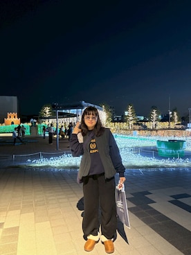 「アイテム（スリッポン）」を使った、mu_minさん（レディース・152cm）の冬コーディネート