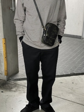 「Clarks（クラークス）のWallabee 2 / メンズ ワラビー2 (ブラックスエード)（モカシン/デッキシューズ）」を使った、たいさん（メンズ・167cm）の秋コーディネート