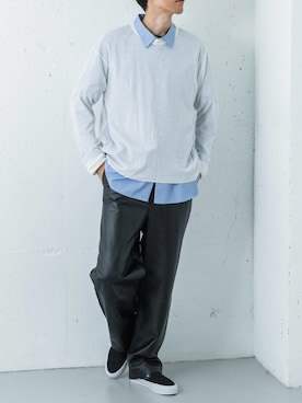 「アイテム（スリッポン）」を使った、カワバタさん（メンズ・185cm）の秋コーディネート