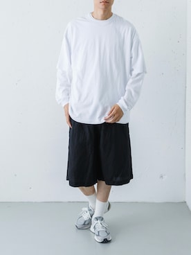 「URBAN RESEARCH（アーバンリサーチ）のdDdDdDd　BASIC SHORT-SLEEVE T-SHIRTS（Tシャツ/カットソー、ホワイト系）」を使った、カワバタさん（メンズ・185cm）の夏コーディネート