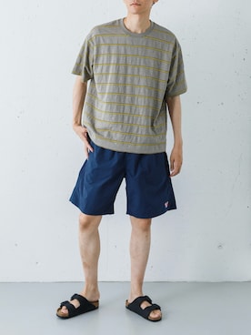 「URBAN RESEARCH（アーバンリサーチ）のBIRKENSTOCK　EXCLUSIVE ARIZONA WB(NAR)（サンダル、ブラック系）」を使った、カワバタさん（メンズ・185cm）の夏コーディネート