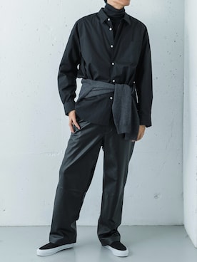 「アイテム（スリッポン）」を使った、カワバタさん（メンズ・185cm）の秋コーディネート