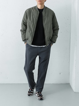 「アイテム（MA-1）」を使った、カワバタさん（メンズ・185cm）の冬コーディネート