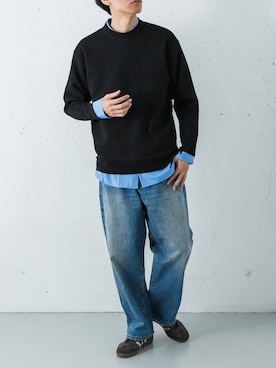 「アイテム（ニット/セーター）」を使った、カワバタさん（メンズ・185cm）の冬コーディネート