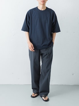 「URBAN RESEARCH（アーバンリサーチ）のWide Dad　BREEZY TECH SHORT-SLEEVE T-SHIRTS（Tシャツ/カットソー、ブルー系）」を使った、カワバタさん（メンズ・185cm）の春コーディネート