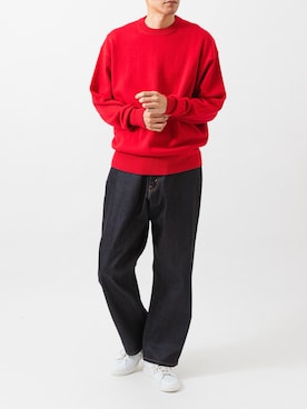 「URBAN RESEARCH（アーバンリサーチ）のCOTTON CASHMERE CREW NECK KNIT（ニット/セーター、レッド系）」を使った、カワバタさん（メンズ・185cm）の夏コーディネート