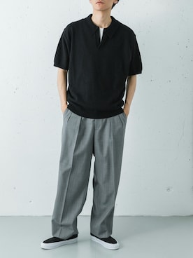 「URBAN RESEARCH（アーバンリサーチ）のVANS　LX SLIP-ON REISSUE 98（スニーカー、ブラック系）」を使った、カワバタさん（メンズ・185cm）の春コーディネート