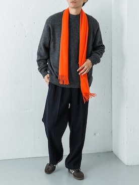 「アイテム（マフラー）」を使った、カワバタさん（メンズ・185cm）の秋コーディネート