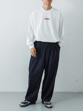 「LOTTO（ロット）のLOTTO　TECH FAB EASY SLACKS（その他パンツ、ブルー系）」を使った、カワバタさん（メンズ・185cm）の春コーディネート