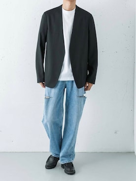 「URBAN RESEARCH（アーバンリサーチ）のアイテム（ローファー）」を使った、カワバタさん（メンズ・185cm）の夏コーディネート