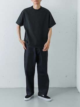 「URBAN RESEARCH（アーバンリサーチ）のLOGIC ONE HEAVY DOPE T-SHIRTS（Tシャツ/カットソー、ブラック系）」を使った、カワバタさん（メンズ・185cm）の夏コーディネート