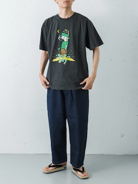 「URBAN RESEARCH（アーバンリサーチ）のURBAN RESEARCH iD　GREEN DAY SHORT-SLEEVE T-SHIRTS（Tシャツ/カットソー、その他）」を使った、カワバタさん（メンズ・185cm）の夏コーディネート