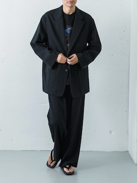 「URBAN RESEARCH（アーバンリサーチ）のnew basic　HIGH TWIST WOOL SINGLE JACKET（テーラードジャケット、ブラック系）」を使った、カワバタさん（メンズ・185cm）の春コーディネート