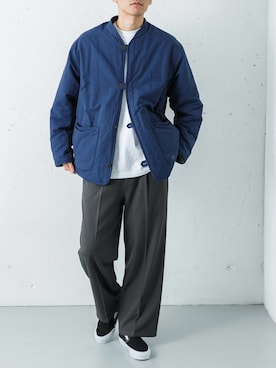 「お洒落さんとつながりたい」｜「アイテム（スリッポン）」を使った、カワバタさん（メンズ・185cm）の秋コーディネート