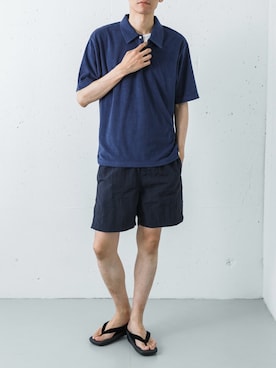「URBAN RESEARCH Sonny Label（アーバンリサーチサニーレーベル）の配色パイルポロシャツ（ポロシャツ、ブルー系）」を使った、カワバタさん（メンズ・185cm）の夏コーディネート