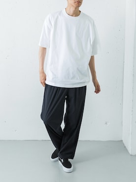 「VANS（バンズ）のVANS PREMIUM　LX Slip-On Reissue 98（スリッポン、ブラック系）」を使った、カワバタさん（メンズ・185cm）の夏コーディネート