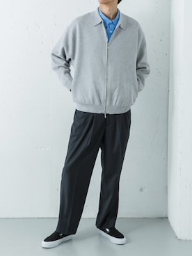 「アイテム（スリッポン）」を使った、カワバタさん（メンズ・185cm）の秋コーディネート