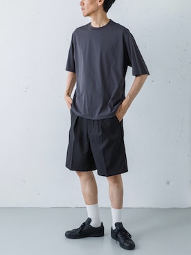 「URBAN RESEARCH（アーバンリサーチ）のadidas　STAN SMITH GTX（スニーカー、ブラック系）」を使った、カワバタさん（メンズ・185cm）の夏コーディネート