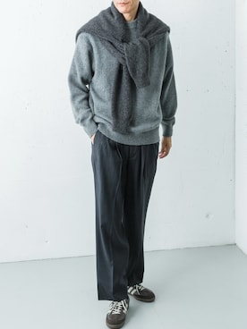 「アイテム（ニット/セーター）」を使った、カワバタさん（メンズ・185cm）の秋コーディネート
