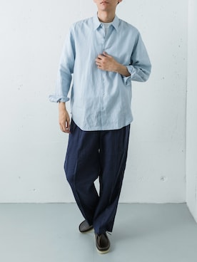 「Clarks（クラークス）のCLARKS　EXCLUSIVE WALLABEE（その他シューズ、ブラウン系）」を使った、カワバタさん（メンズ・185cm）の春コーディネート