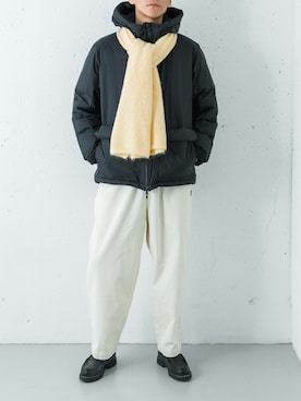 「アイテム（ストール/ショール）」を使った、カワバタさん（メンズ・185cm）の秋コーディネート