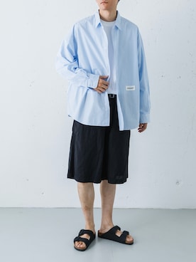 「URBAN RESEARCH（アーバンリサーチ）のBIRKENSTOCK　EXCLUSIVE ARIZONA WB(NAR)（サンダル、ブラック系）」を使った、カワバタさん（メンズ・185cm）の夏コーディネート
