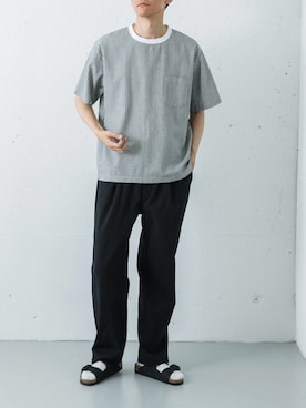 「BIRKENSTOCK（ビルケンシュトック）のBIRKENSTOCK　EXCLUSIVE ARIZONA WB(NAR)（サンダル、ブラック系）」を使った、カワバタさん（メンズ・185cm）の夏コーディネート