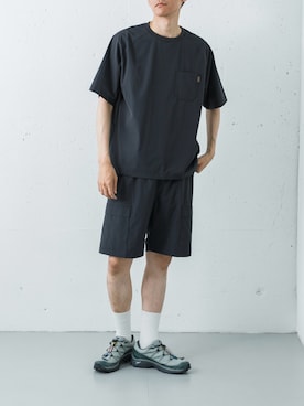 「URBAN RESEARCH Sonny Label（アーバンリサーチサニーレーベル）のBREEZE FITイージーカーゴショーツ（その他パンツ、グレー系）」を使った、カワバタさん（メンズ・185cm）の夏コーディネート