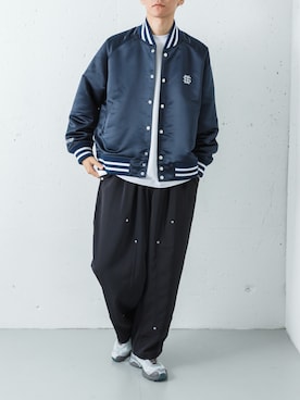 「URBAN RESEARCH（アーバンリサーチ）のSEE SEE　STUDIUM JACKET（ブルゾン、ブルー系）」を使った、カワバタさん（メンズ・185cm）の春コーディネート