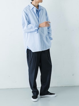 「アイテム（スリッポン）」を使った、カワバタさん（メンズ・185cm）の秋コーディネート