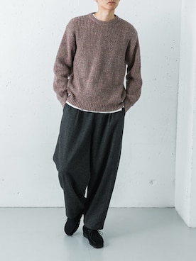 「アイテム（ニット/セーター）」を使った、カワバタさん（メンズ・185cm）の秋コーディネート