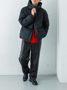 「アイテム（ダウンジャケット/コート）」を使った、カワバタさん（メンズ・185cm）の冬コーディネート