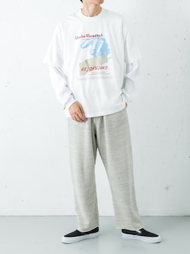 「アイテム（スリッポン）」を使った、カワバタさん（メンズ・185cm）の秋コーディネート