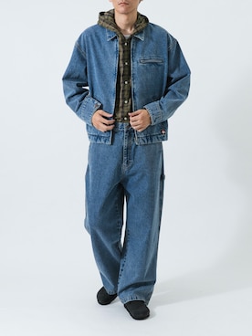 「URBAN RESEARCH Sonny Label（アーバンリサーチサニーレーベル）の『別注』RED KAP×Sonny Label　ペインターデニムパンツ（デニムパンツ、ブルー系）」を使った、カワバタさん（メンズ・185cm）の秋コーディネート