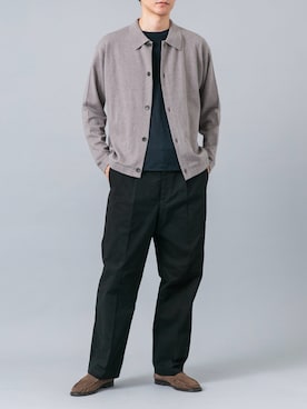「URBAN RESEARCH ROSSO MEN（アーバンリサーチロッソメン）のハミルトンラムズウールポロカーディガン（カーディガン/ボレロ、ベージュ系）」を使った、カワバタさん（メンズ・185cm）の秋コーディネート
