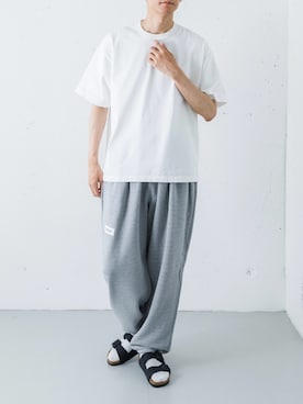 「URBAN RESEARCH（アーバンリサーチ）のBIRKENSTOCK　EXCLUSIVE ARIZONA WB(NAR)（サンダル、ブラック系）」を使った、カワバタさん（メンズ・185cm）の夏コーディネート