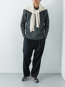 「アイテム（ニット/セーター）」を使った、カワバタさん（メンズ・185cm）の冬コーディネート