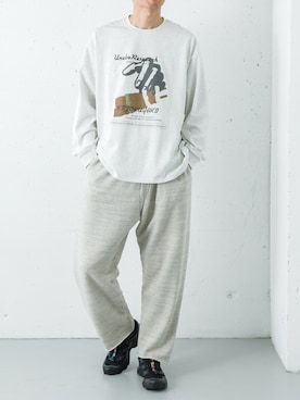 「アイテム（Tシャツ/カットソー）」を使った、カワバタさん（メンズ・185cm）の秋コーディネート