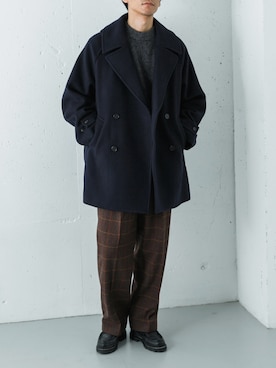 「アイテム（ピーコート）」を使った、カワバタさん（メンズ・185cm）の秋コーディネート