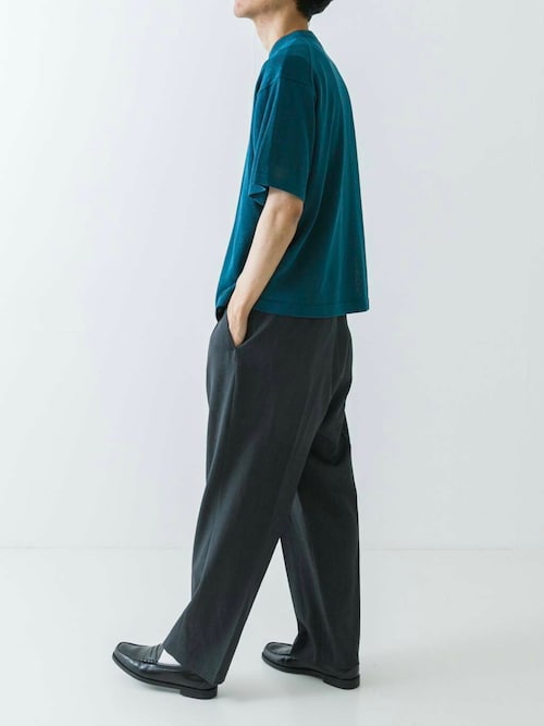 new basic ウールツイルワイドスラックス