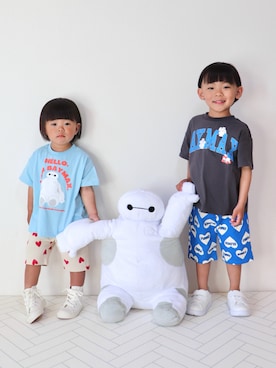 「Disney（ディズニー）のアイテム（Tシャツ/カットソー）」を使った、OU_KII_☺︎さん（キッズ・110cm）の夏コーディネート
